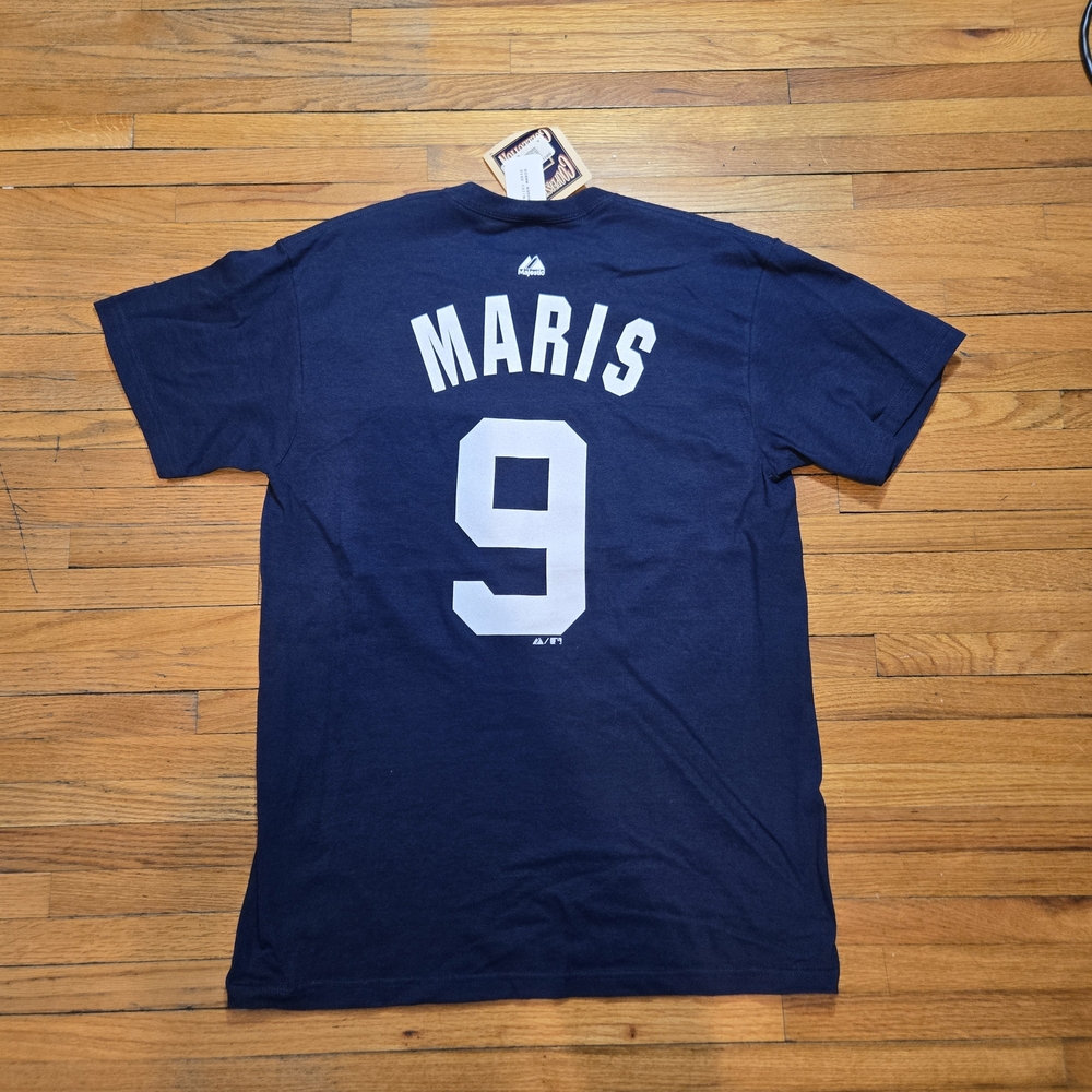 Vintage Men's New York Yankees Baseball MLB Cooperstown Navy Maris #9 T-Shirt